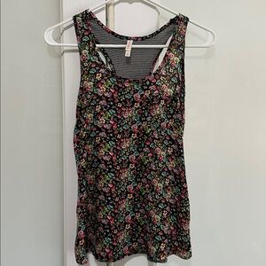 Xhilaration Floral&Stripes Tank Top